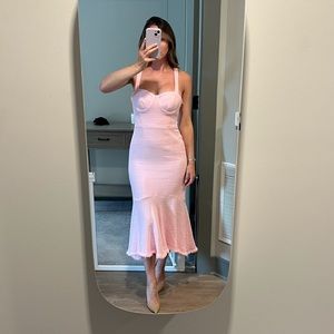 ZARA XS TEXTURED RUFFLED DRESS PASTEL PINK